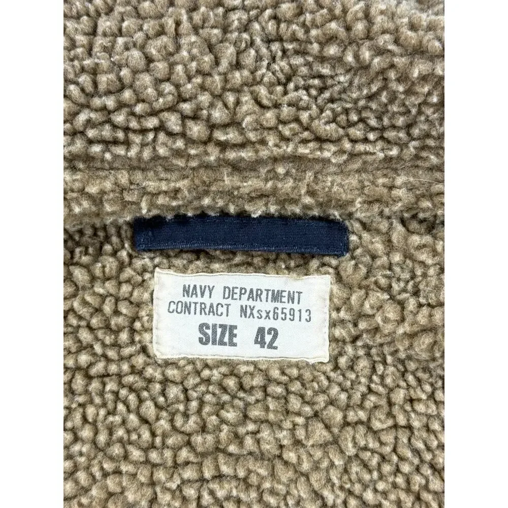 Vintage US Military Jacket Mens 42 Navy Department N-1 Deck Sherpa Lined Coat
